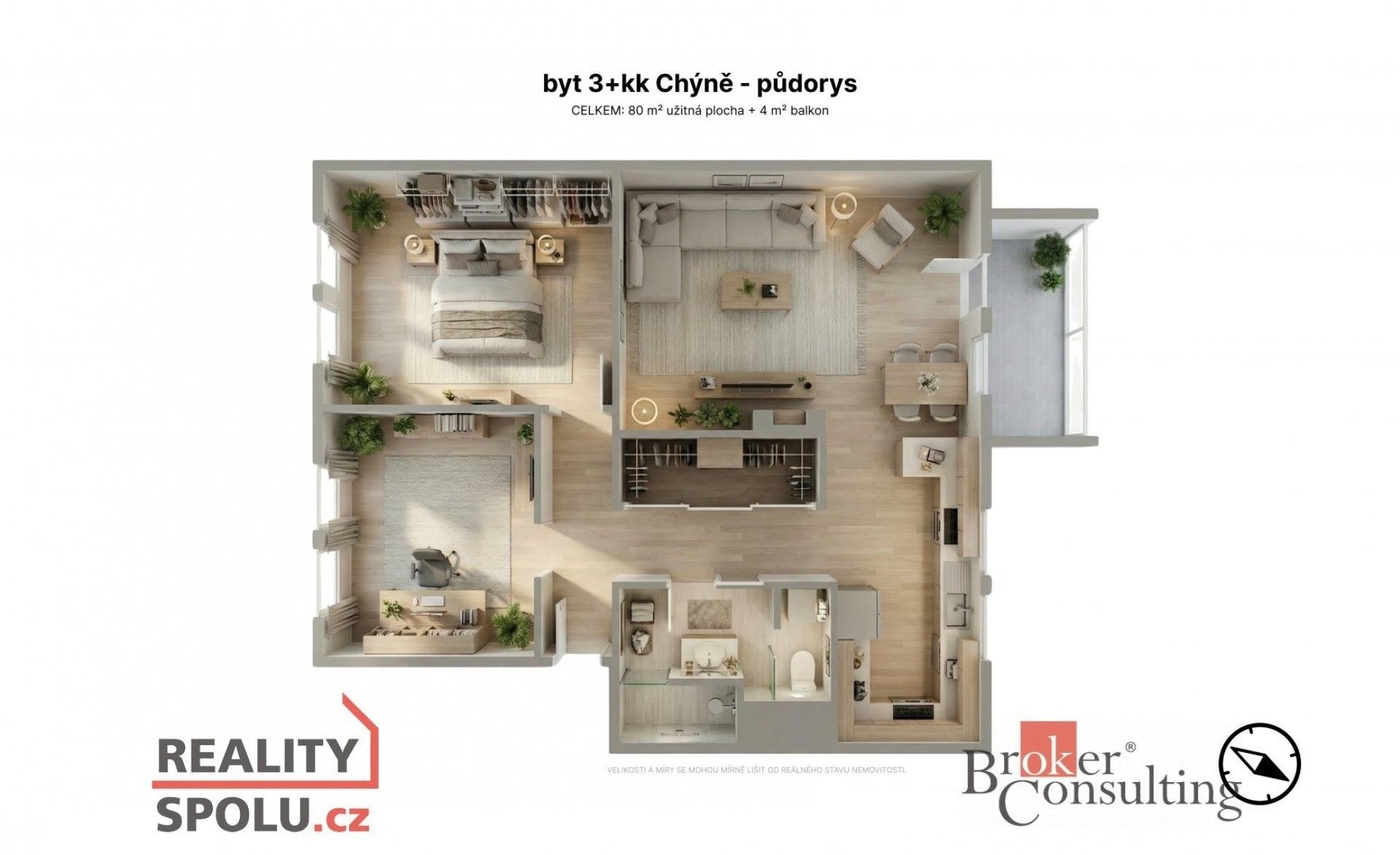 3+kk, Tichá, Chýně, 79 m²