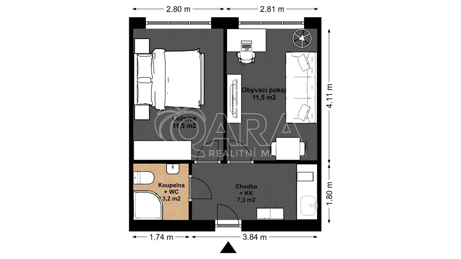 Pronájem byt 2+1 - Ocelářská, Praha, 33 m²