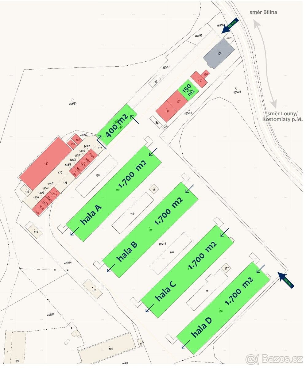 Sklady, Bílina, 418 04, 1 700 m²