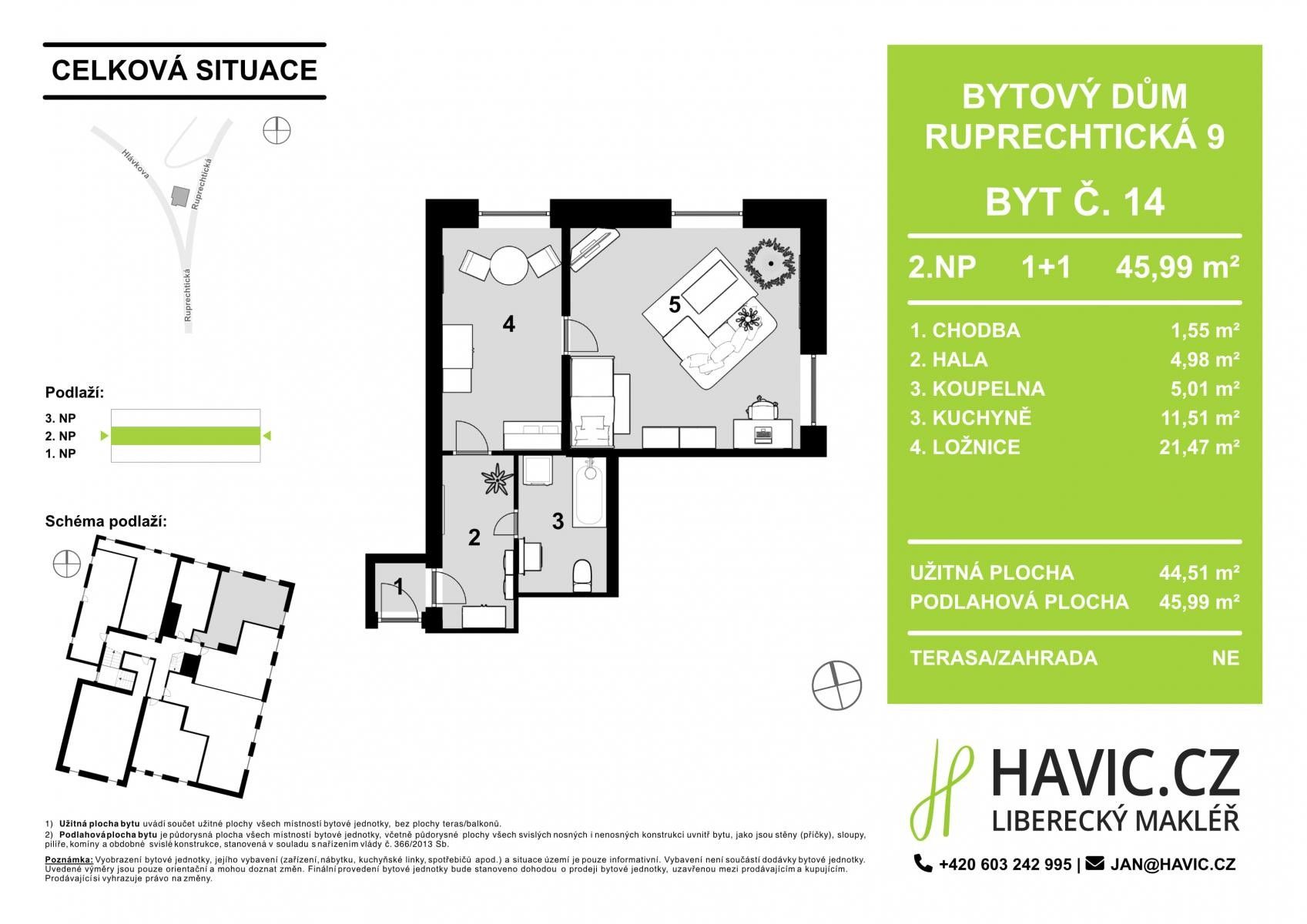 Prodej byt 1+1 - Ruprechtická, Liberec, 46 m²