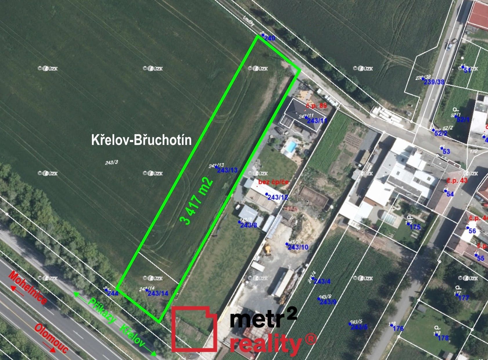 Komerční pozemky, Křelov-Břuchotín, 3 417 m²