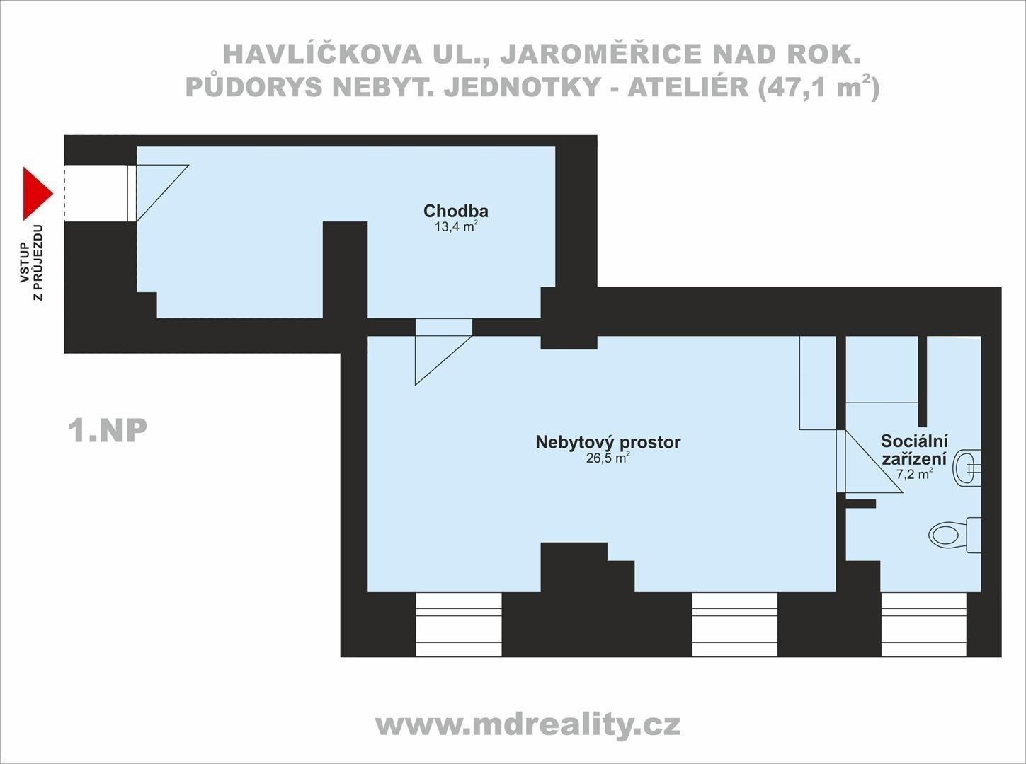 Prodej kancelář - Havlíčkova, Jaroměřice nad Rokytnou, 47 m²