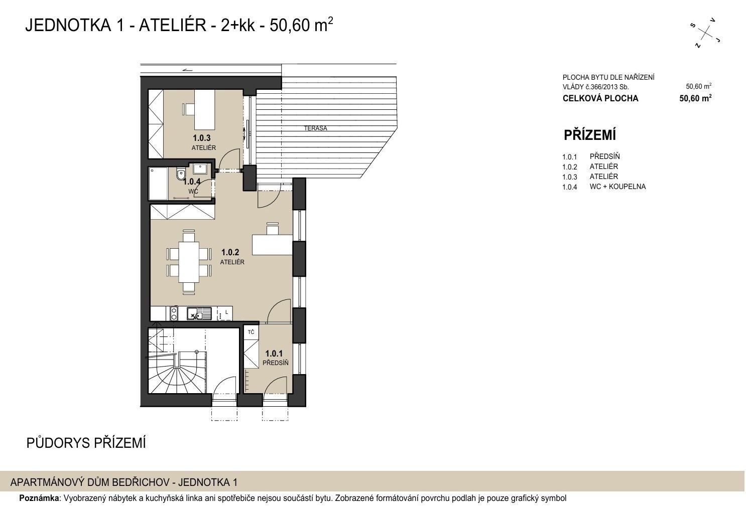 Prodej byt 2+kk - Bedřichov, 50 m²