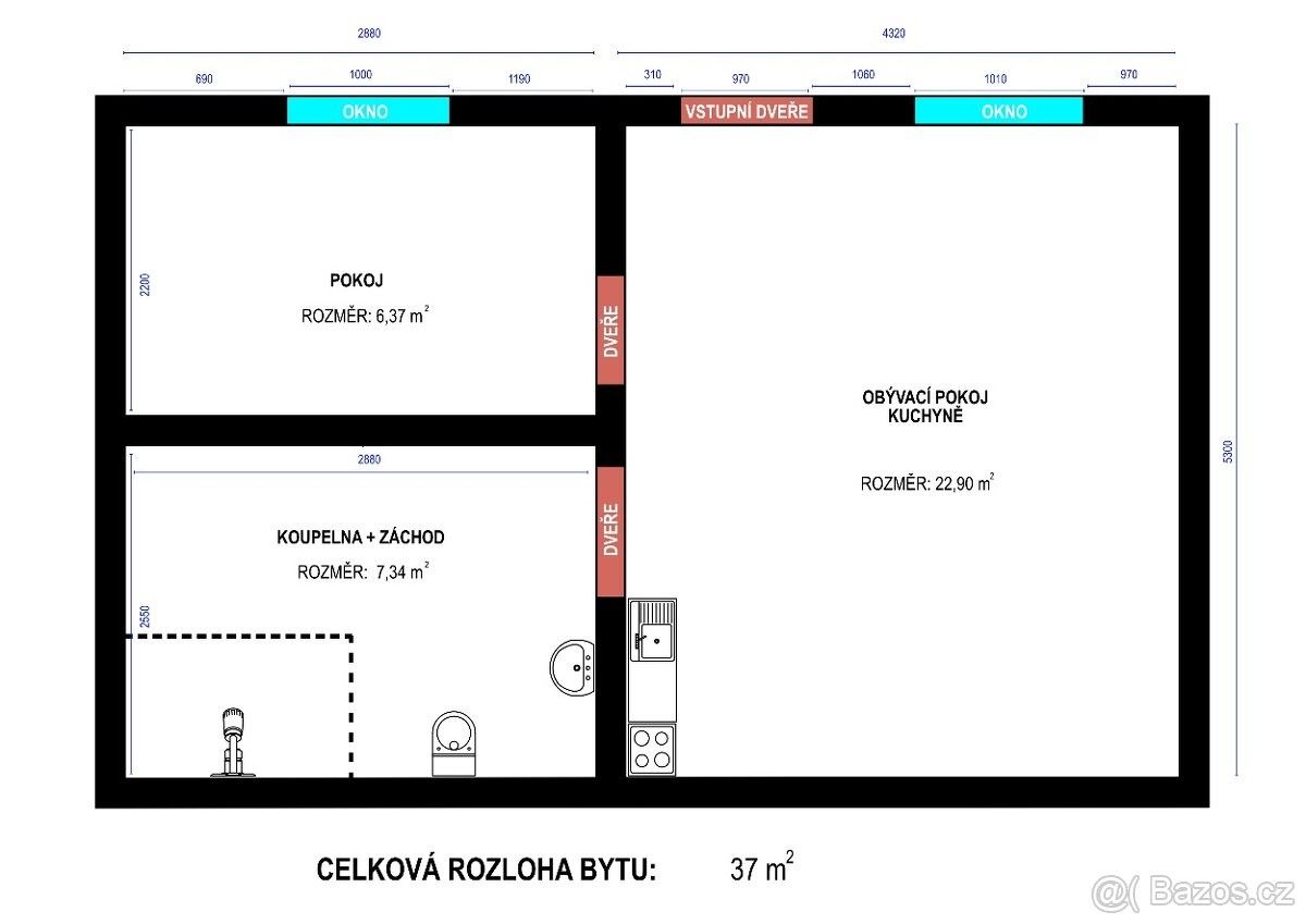 Pronájem byt 1+kk - Chrastava, 463 31, 37 m²