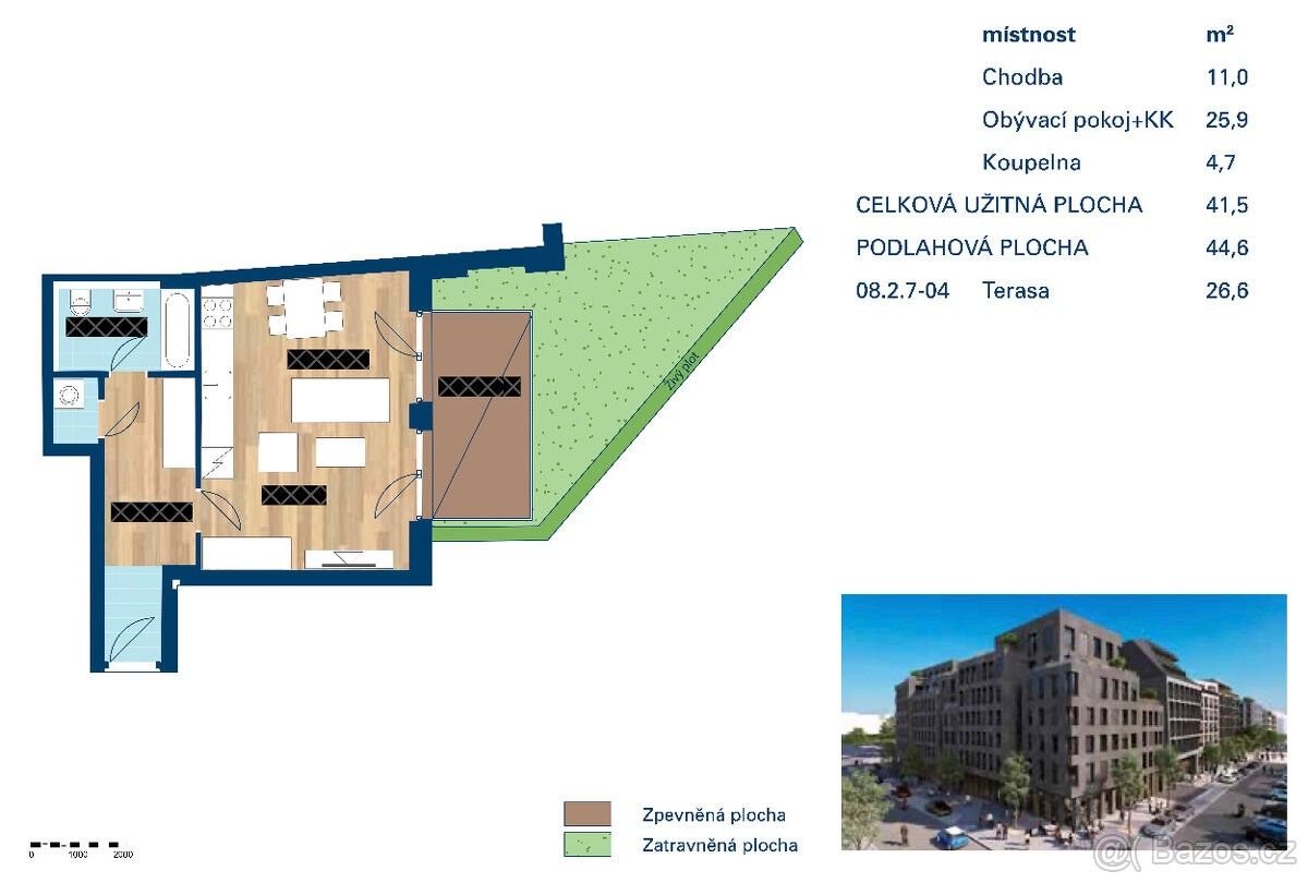 Pronájem byt 1+kk - Praha, 150 00, 45 m²