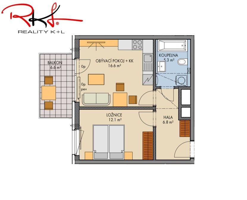 Prodej byt 2+kk - Čakovická, Praha, 49 m²