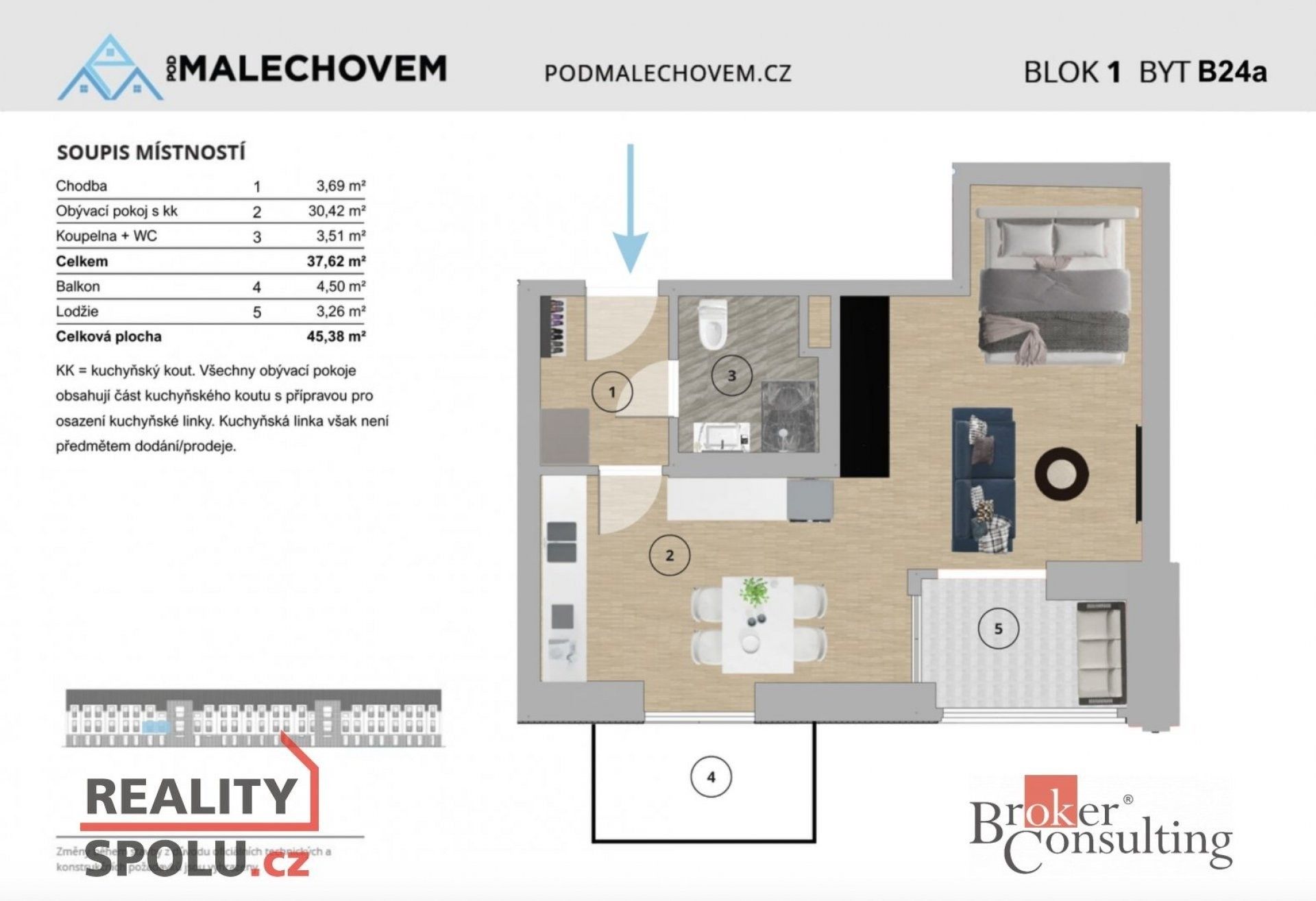 Prodej byt 1+kk - Prokopa Velikého, Český Brod, 38 m²