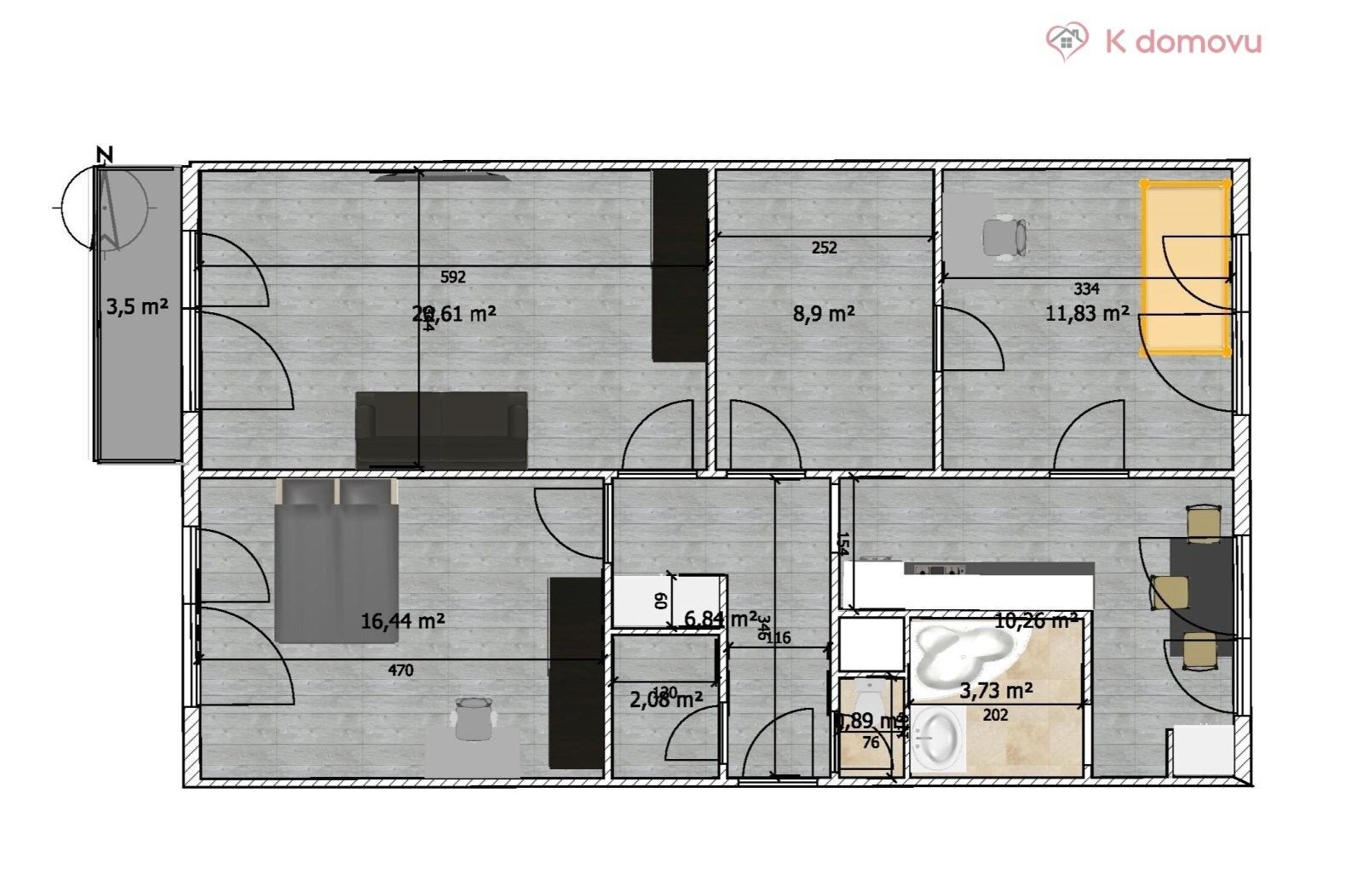 Prodej byt 3+1 - nábřeží 17. listopadu, Jaroměř, 82 m²