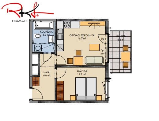 Prodej byt 2+kk - Čakovická, Praha, 42 m²