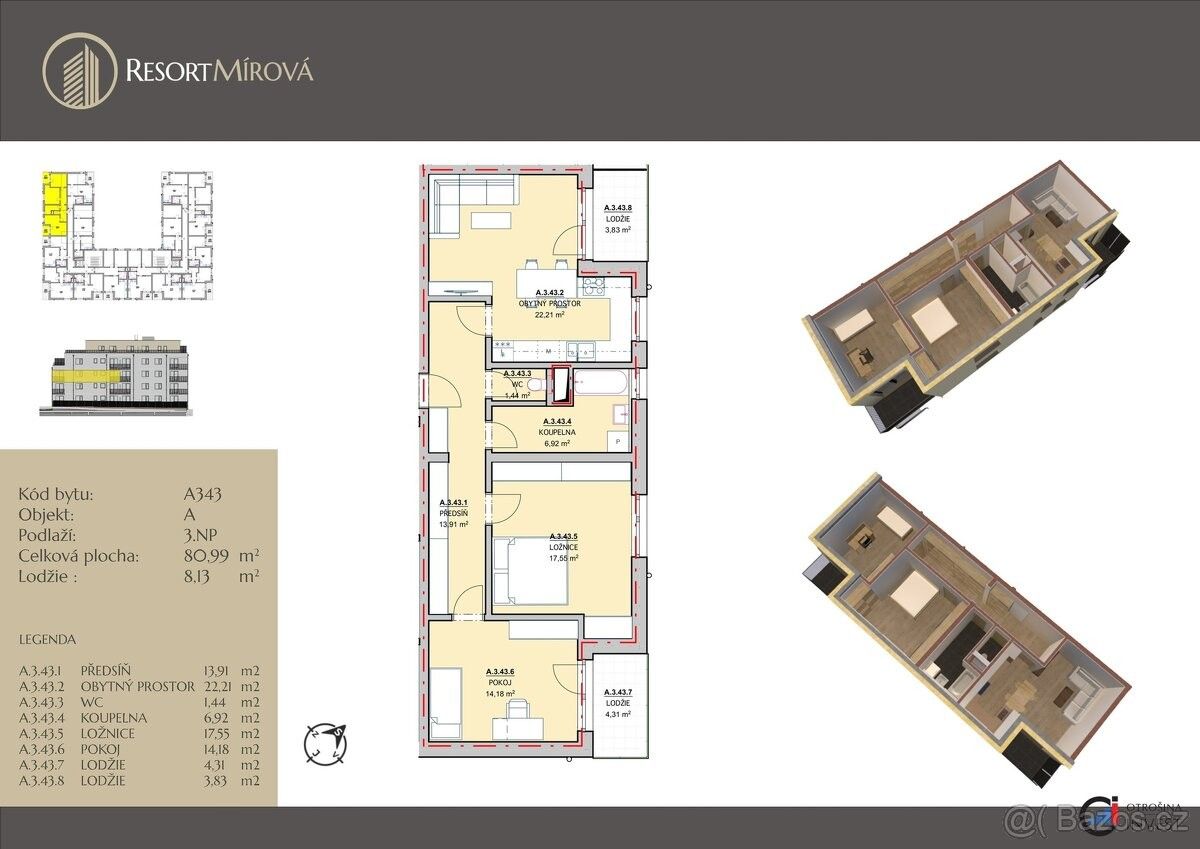 Prodej byt 3+kk - Rychnov nad Kněžnou, 516 01, 89 m²