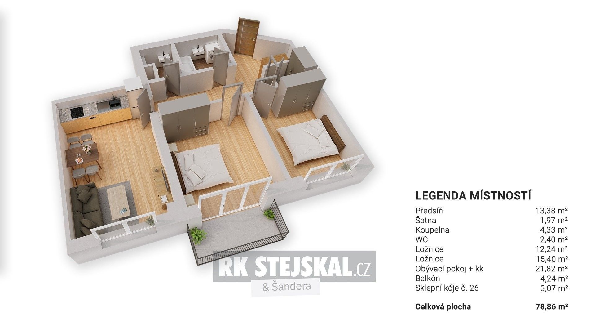 3+kk, Na Zlaté stoce, České Budějovice, 79 m²