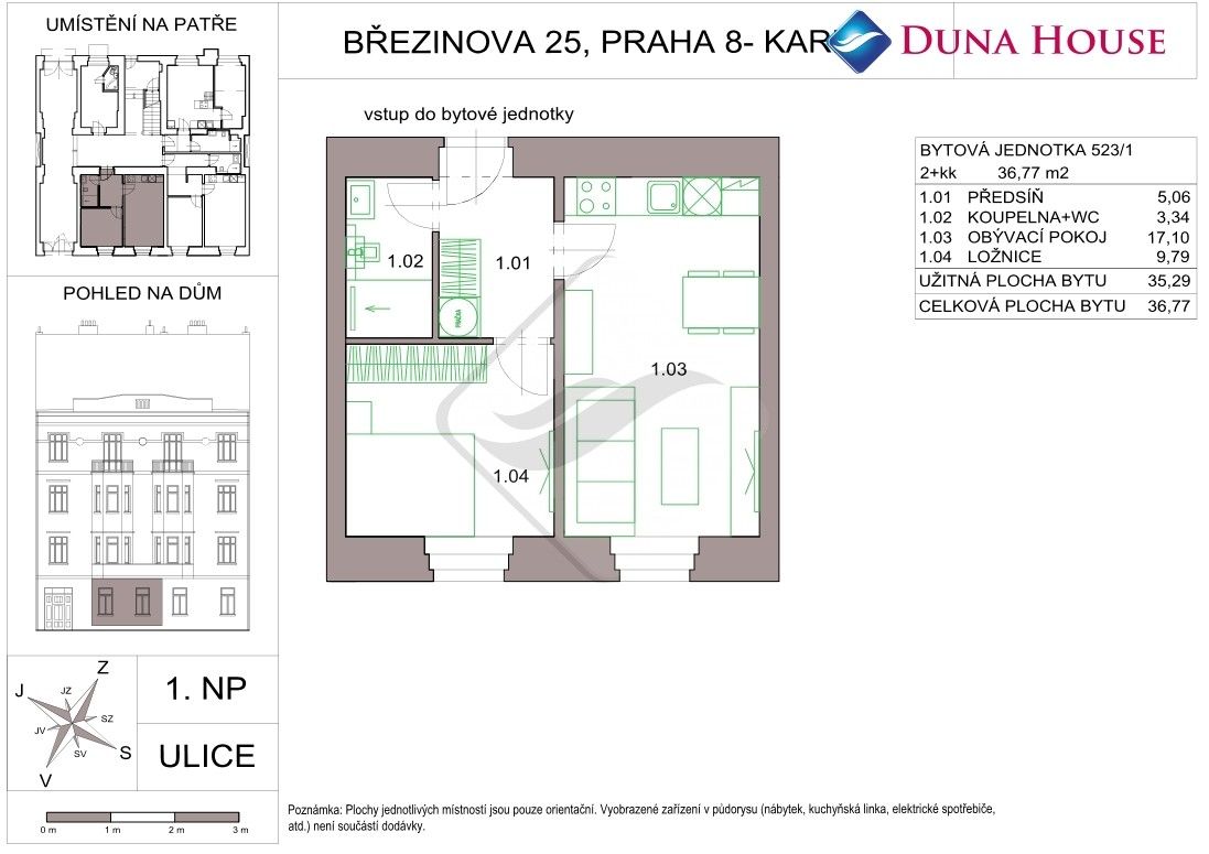 Prodej byt 2+1 - Březinova, Praha, 37 m²