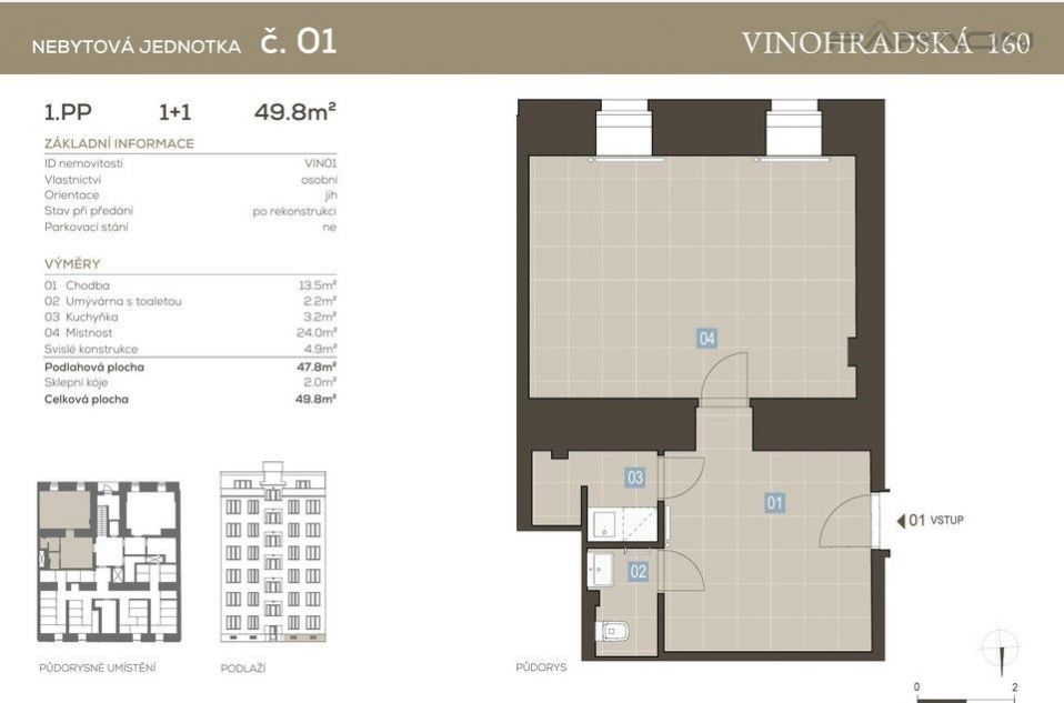 Prodej obchodní prostory - Vinohradská, Praha, 47 m²