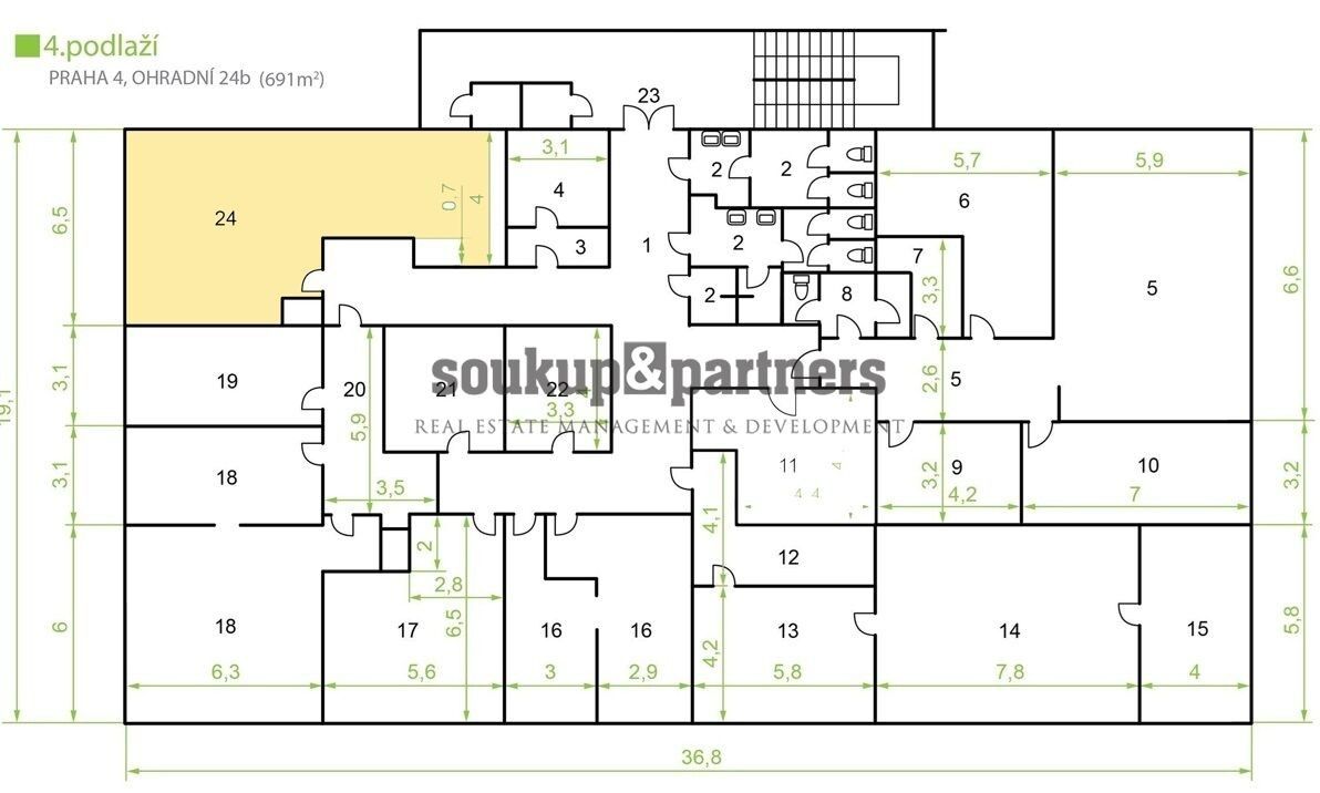 Pronájem kancelář - Ohradní, Praha, 57 m²