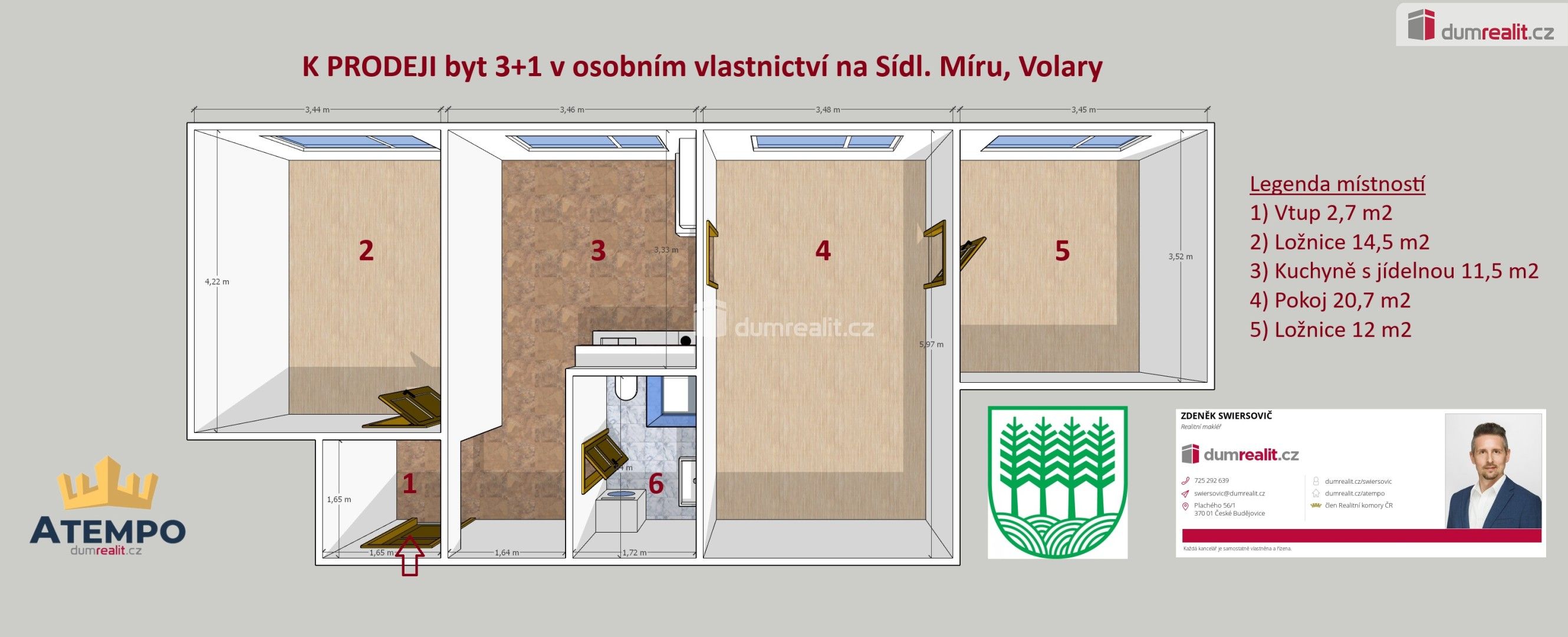 Prodej byt 3+1 - Sídl. Míru, Volary, 71 m²