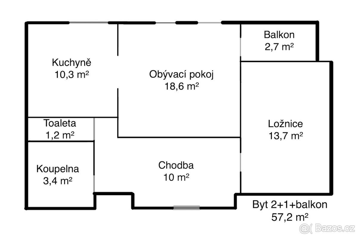 Pronájem byt 2+1 - Jindřichův Hradec, 377 01, 57 m²